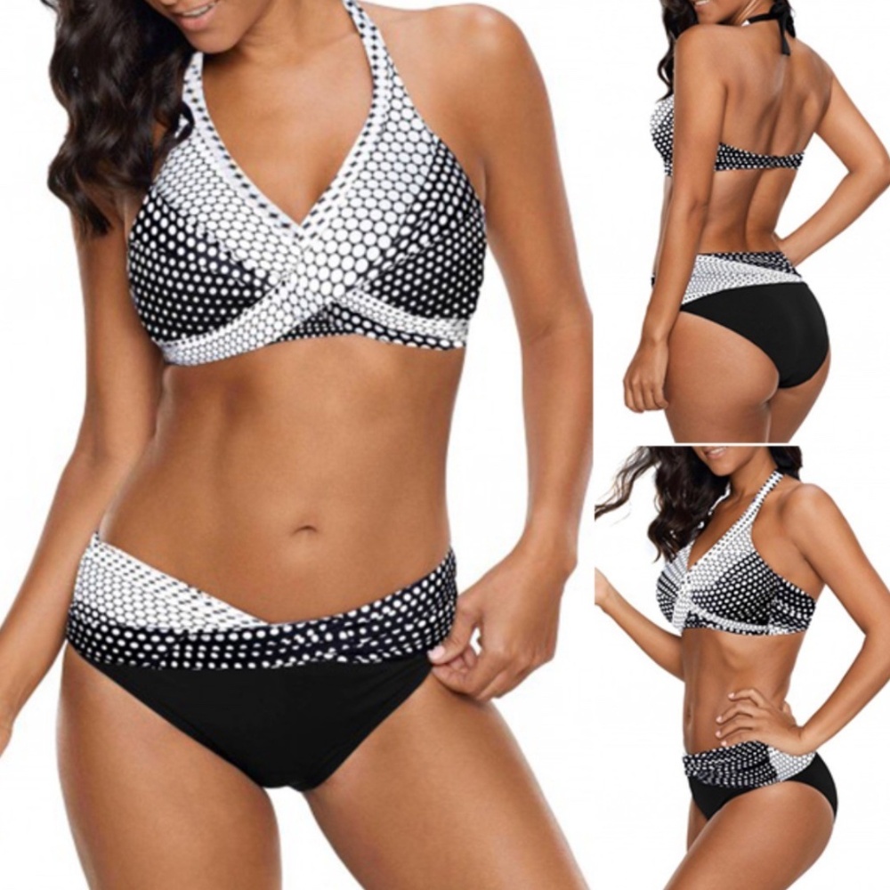 Bikini Swimsuit bathing suit black and white two piece